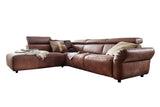 KAWOLA Sofa RISO Ecksofa mit motorischer Sitztiefenverstellung Leder braun