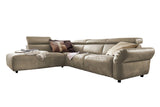 KAWOLA Sofa RISO Ecksofa mit motorischer Sitztiefenverstellung Leder grau