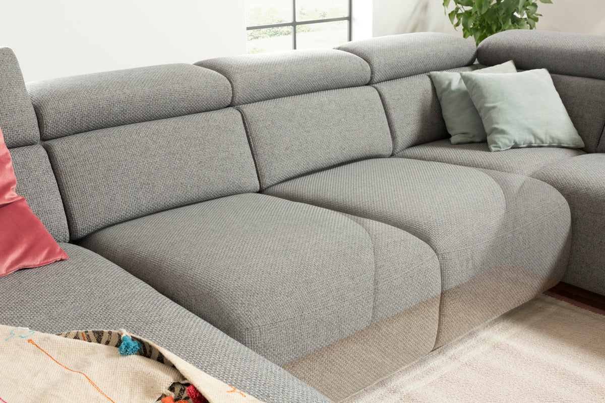 KAWOLA Sofa RISO Wohnlandschaft U-Form Stoff grau