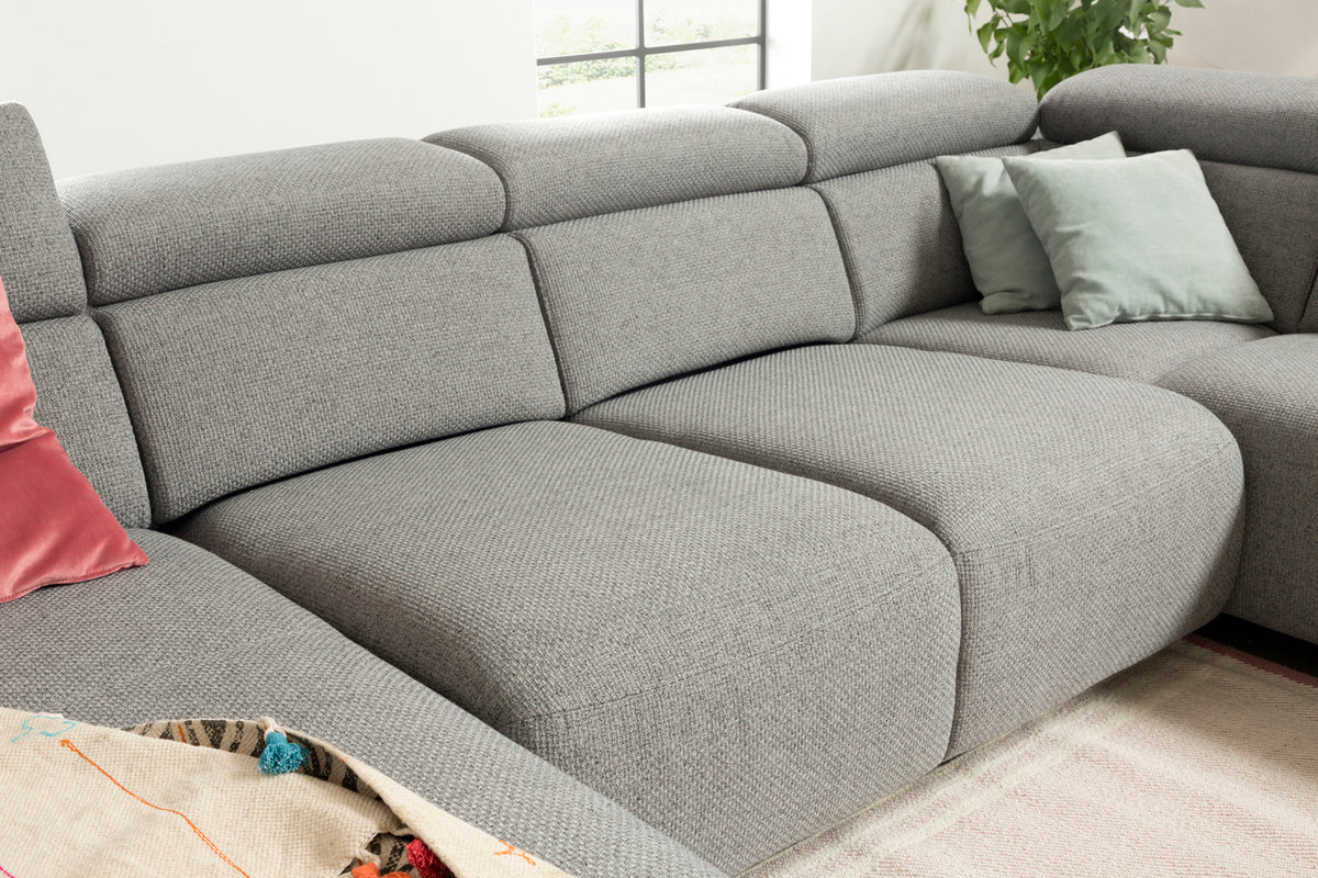 KAWOLA Sofa RISO Wohnlandschaft U-Form Stoff grau