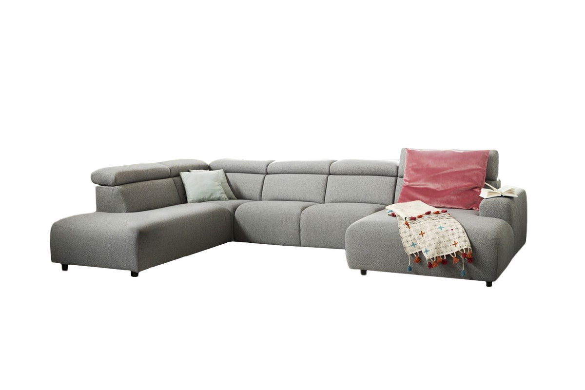 KAWOLA Sofa RISO Wohnlandschaft U-Form Stoff grau