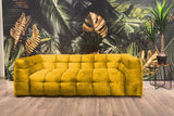 KAWOLA Sofa ROSARIO 4-Sitzer Stoff gelb