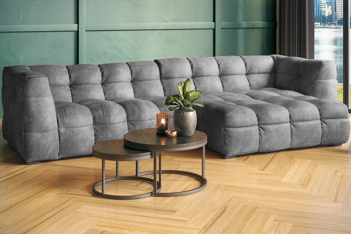 KAWOLA Sofa ROSARIO Ecksofa Velvet hellgrau