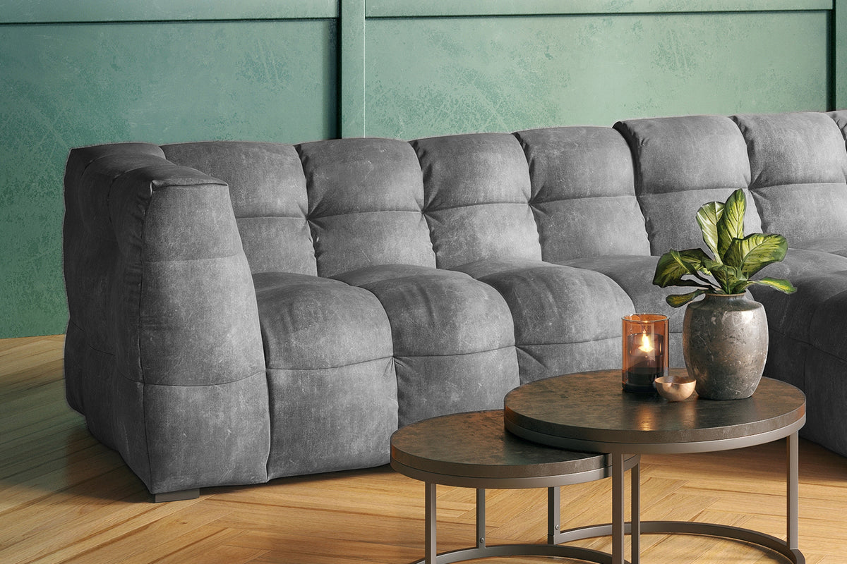 KAWOLA Sofa ROSARIO Ecksofa Velvet hellgrau
