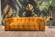 KAWOLA Sofa ROSARIO Velvet gold, 2-Sitzer