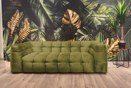 KAWOLA Sofa ROSARIO Velvet moosgrün, 4-Sitzer