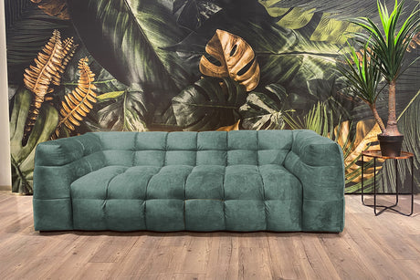 KAWOLA Sofa ROSARIO Velvet petrol, 3-Sitzer