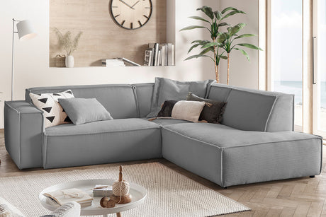 KAWOLA Sofa SAMU Ecksofa Cord grau