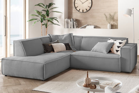 KAWOLA Sofa SAMU Ecksofa Cord grau
