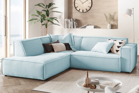 KAWOLA Sofa SAMU Ecksofa Cord hellblau