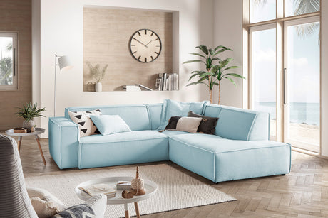 KAWOLA Sofa SAMU Ecksofa Cord hellblau, Rechts