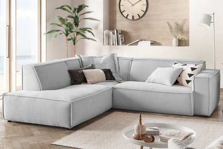 KAWOLA Sofa SAMU Ecksofa Cord hellgrau