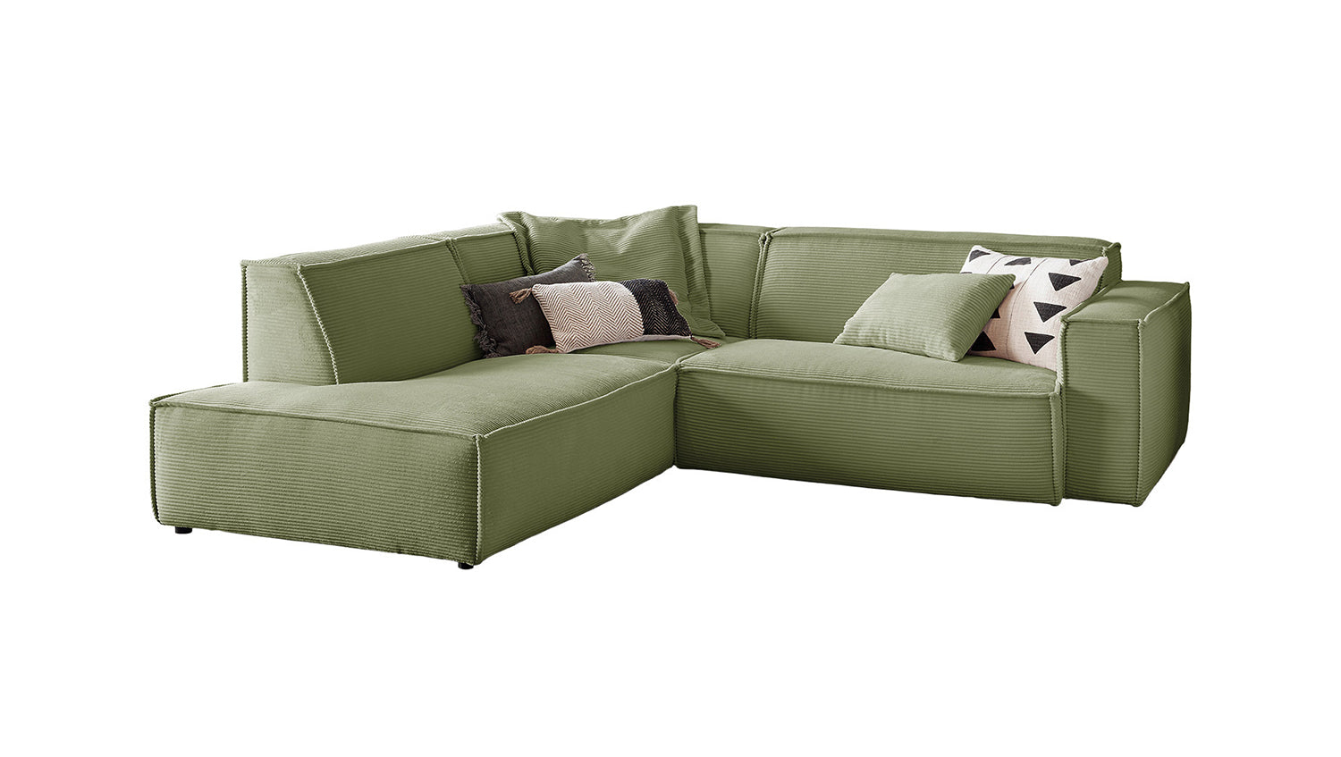 KAWOLA Sofa SAMU Ecksofa Cord olivgrün
