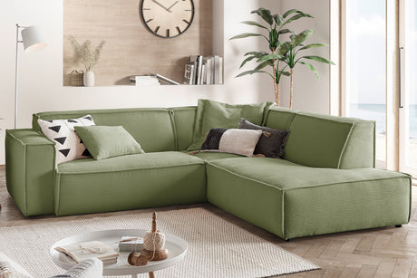 KAWOLA Sofa SAMU Ecksofa Cord olivgrün