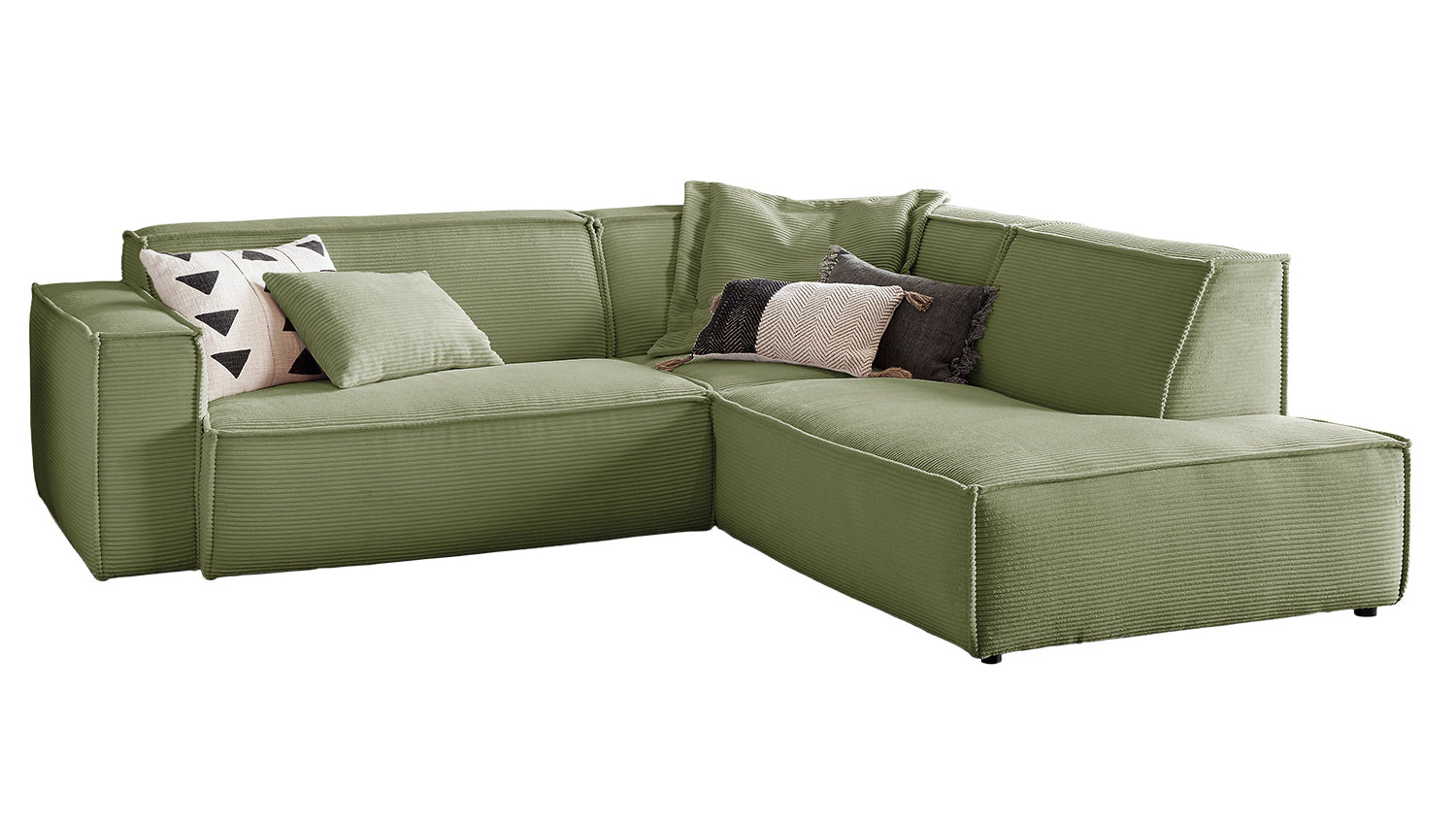 KAWOLA Sofa SAMU Ecksofa Cord olivgrün