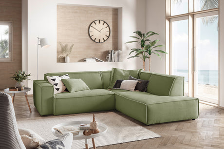 KAWOLA Sofa SAMU Ecksofa Cord olivgrün, Rechts