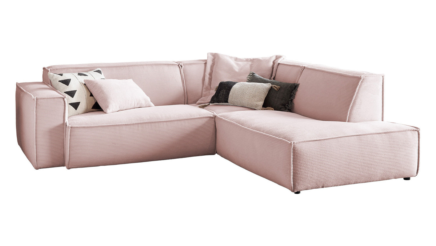KAWOLA Sofa SAMU Ecksofa Cord rosa