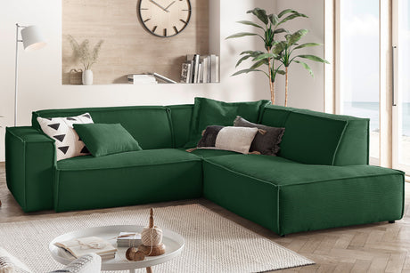 KAWOLA Sofa SAMU Ecksofa Cord smaragd