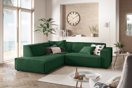 KAWOLA Sofa SAMU Ecksofa Cord smaragd, Links
