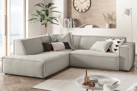 KAWOLA Sofa SAMU Ecksofa Cord steingrau