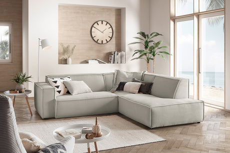 KAWOLA Sofa SAMU Ecksofa Cord steingrau, Rechts