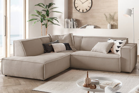 KAWOLA Sofa SAMU Ecksofa Cord taupe