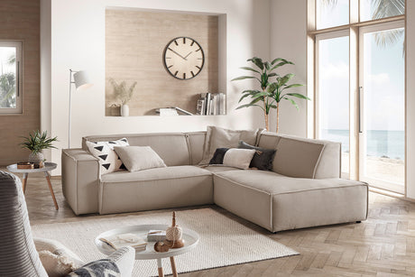 KAWOLA Sofa SAMU Ecksofa Cord taupe, Rechts