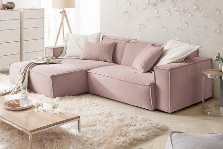 KAWOLA Sofa SAMU Ecksofa Feincord rosa