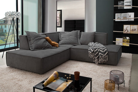 KAWOLA Sofa SAMU Ecksofa Stoff anthrazit, Links