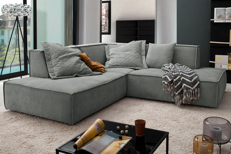 KAWOLA Sofa SAMU Ecksofa Stoff grau