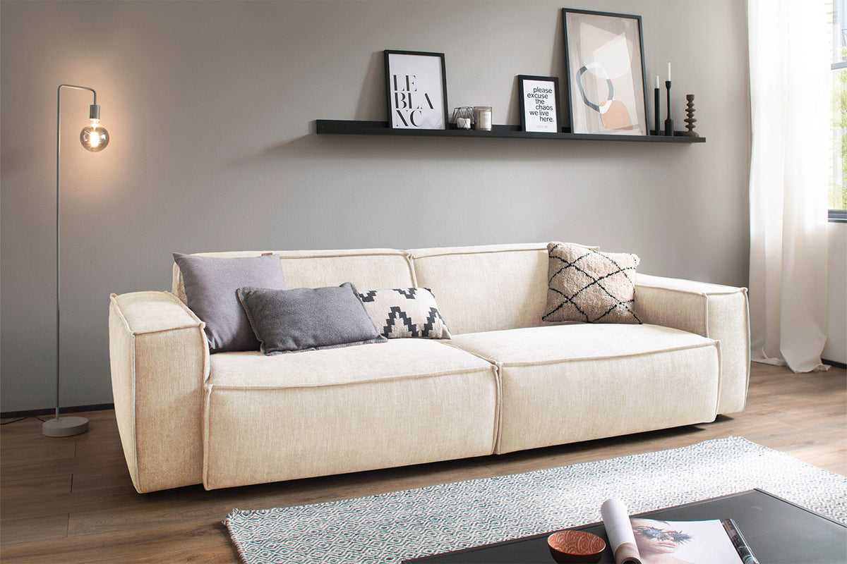 KAWOLA Sofa SAMU Stoff creme, 3-Sitzer