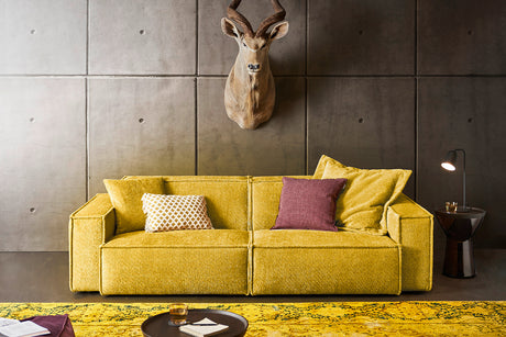 KAWOLA Sofa SAMU Stoff gelb, 2-Sitzer