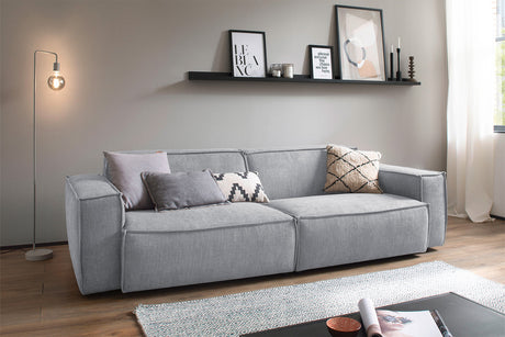 KAWOLA Sofa SAMU Stoff hellgrau, 3-Sitzer