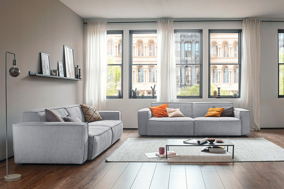KAWOLA Sofa SAMU Stoff hellgrau