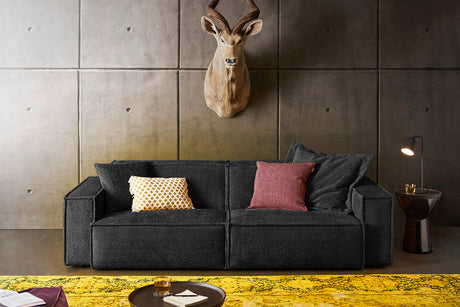 KAWOLA Sofa SAMU Stoff schwarz, 2-Sitzer
