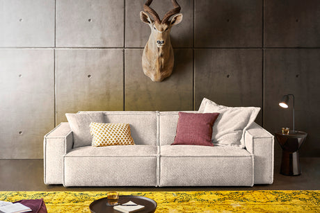 KAWOLA Sofa SAMU Stoff weiß, 3-Sitzer