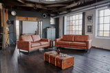 KAWOLA Sofa VILNIUS Lederfaserstoff cognac