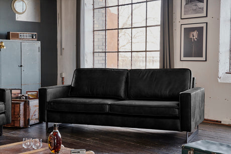 KAWOLA Sofa VILNIUS Lederfaserstoff schwarz, 2-Sitzer