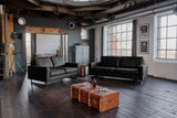 KAWOLA Sofa VILNIUS Lederfaserstoff schwarz