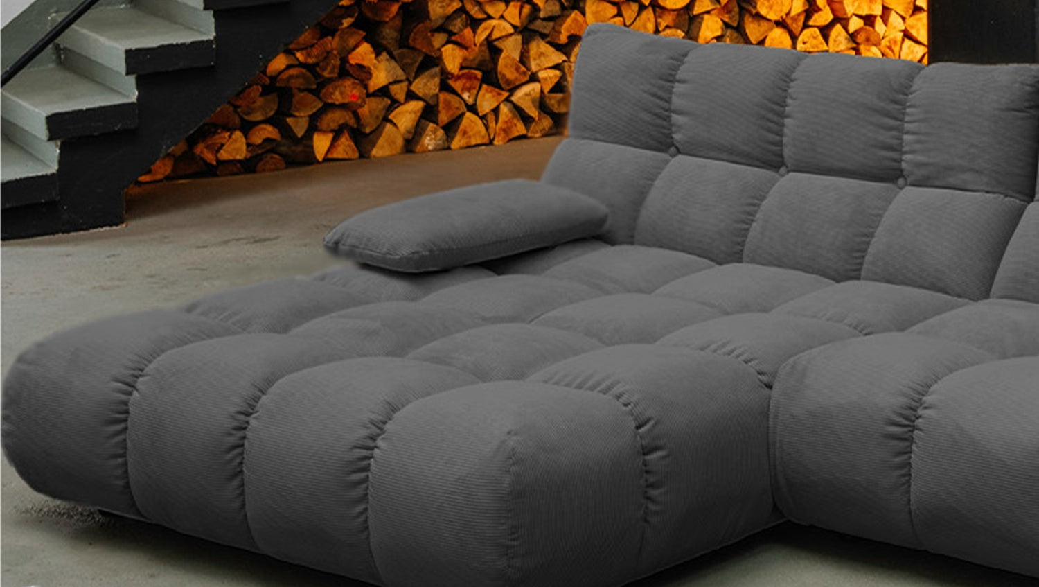 KAWOLA Sofa VIVIEN Ecksofa Feincord anthrazit