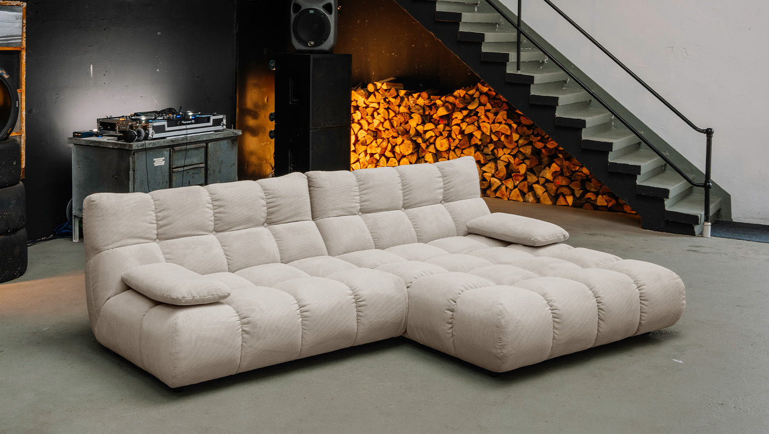 KAWOLA Sofa VIVIEN Ecksofa Feincord beige, Rechts