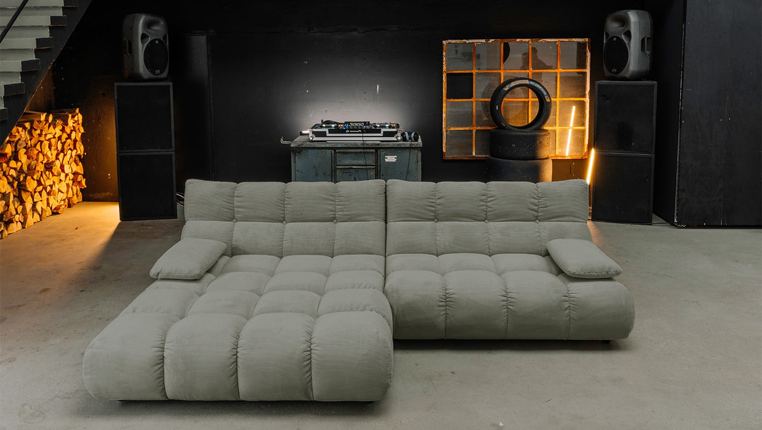 KAWOLA Sofa VIVIEN Ecksofa Feincord olivgrün