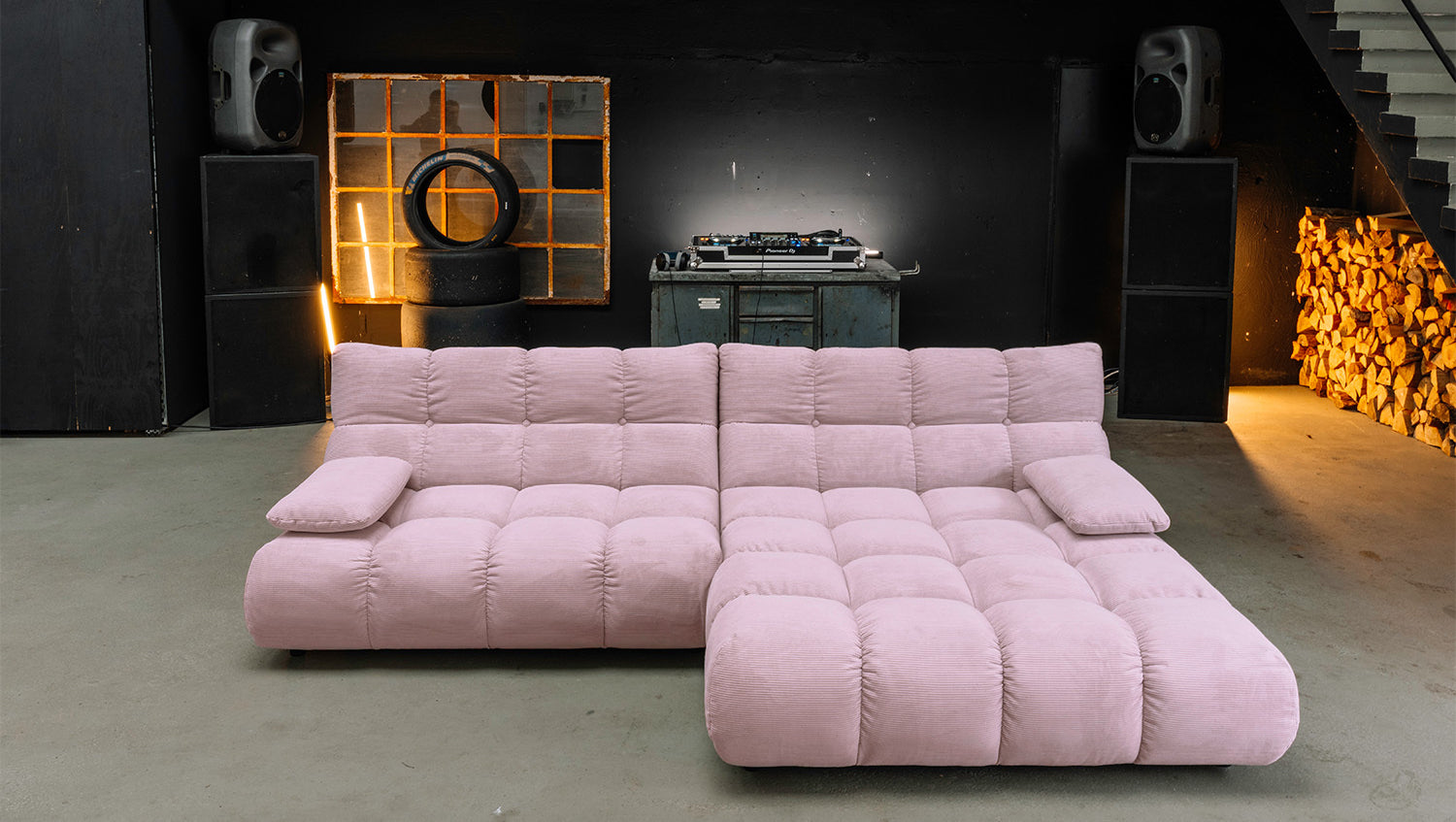 KAWOLA Sofa VIVIEN Ecksofa Feincord rosa