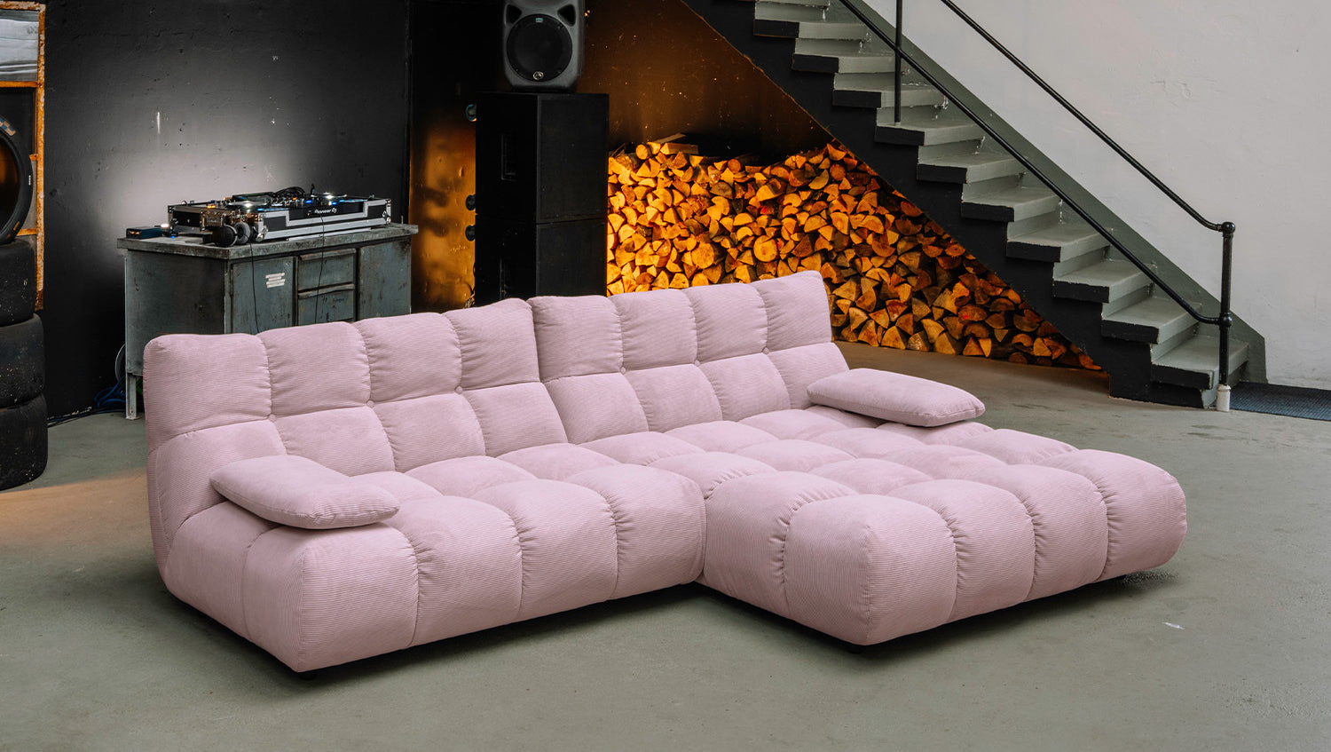 KAWOLA Sofa VIVIEN Ecksofa Feincord rosa, Rechts