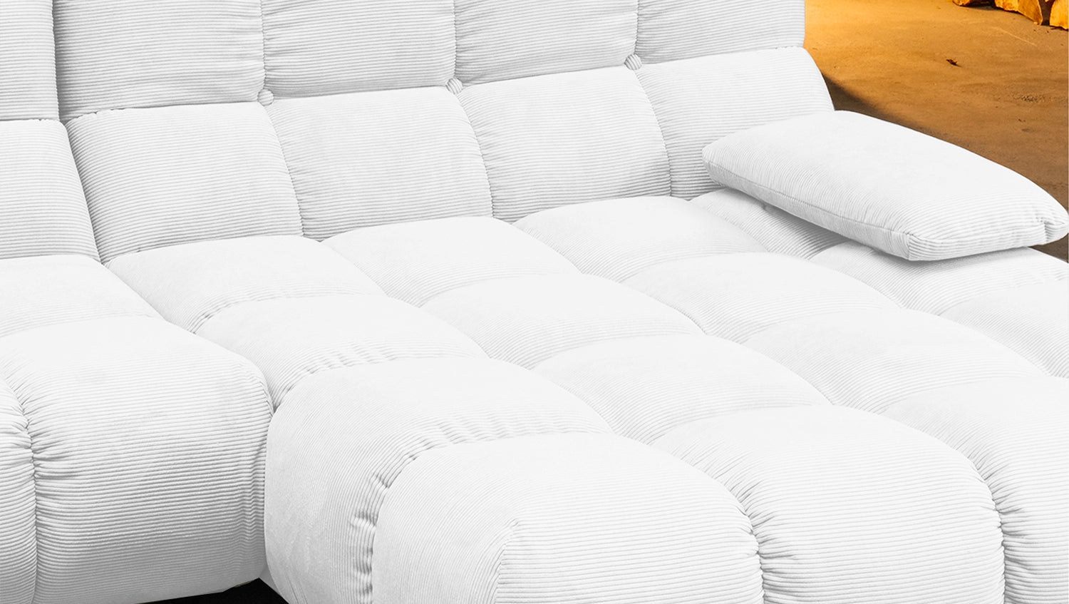 KAWOLA Sofa VIVIEN Ecksofa Feincord weiß