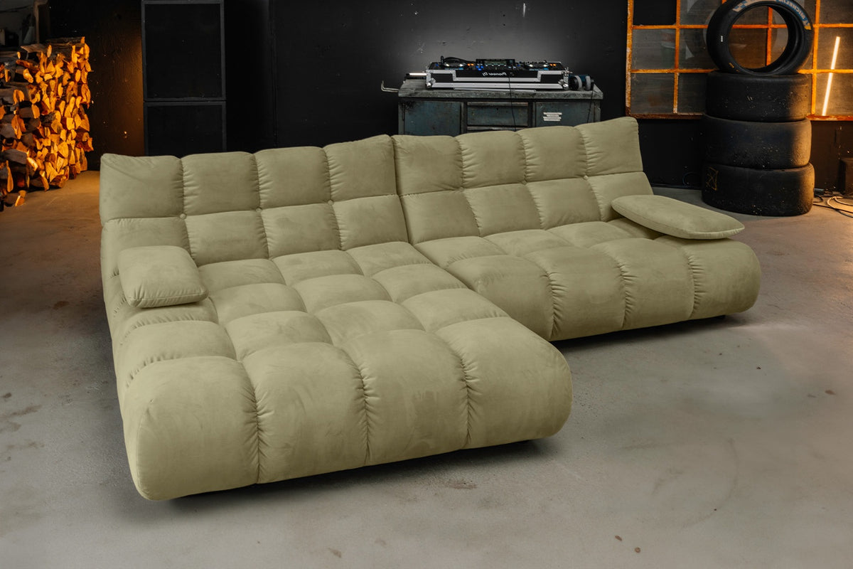 KAWOLA Sofa VIVIEN Ecksofa Velvet oliv