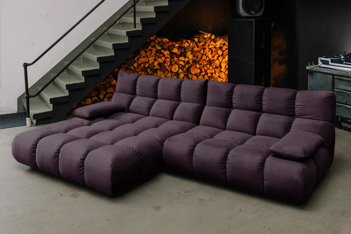 KAWOLA Sofa VIVIEN Ecksofa Velvet purple