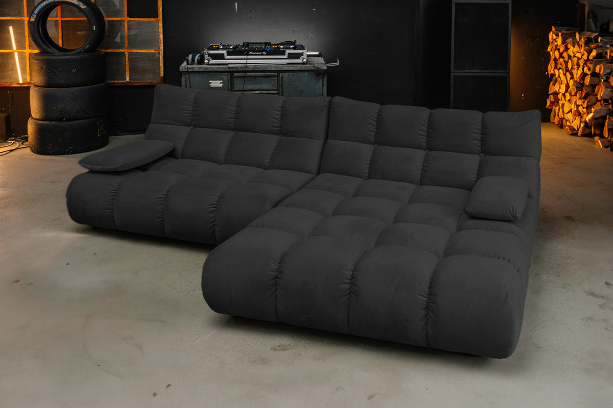 KAWOLA Sofa VIVIEN Ecksofa Velvet schwarz