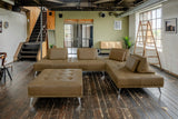 KAWOLA Sofa WIOLO Ecksofa Leder mit Hocker camel