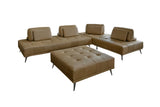 KAWOLA Sofa WIOLO Ecksofa Leder mit Hocker camel